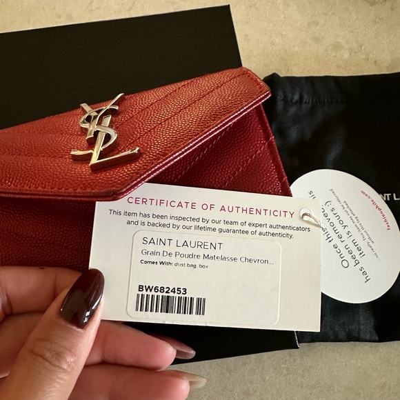 YSL Red Chevron Envelope Wallet - Picture 3 of 5
